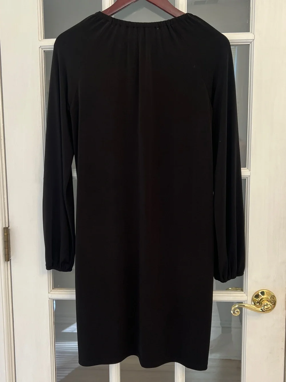 MICHAEL KORS Women’s Black Elastic Neckline Gold Zipper Long Sleeve Dress Size M